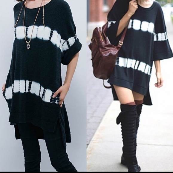 Free People gray canyon tie dye tunic thermal - Picture 1 of 11